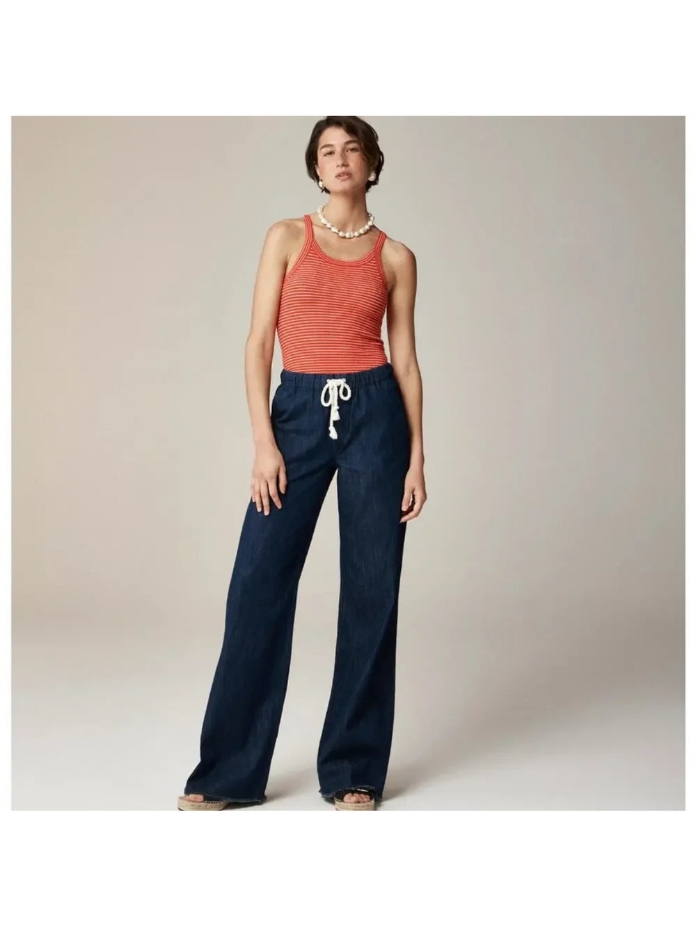 J. Crew Pull On Drapey Puddle Wide Leg Jean Pants XS